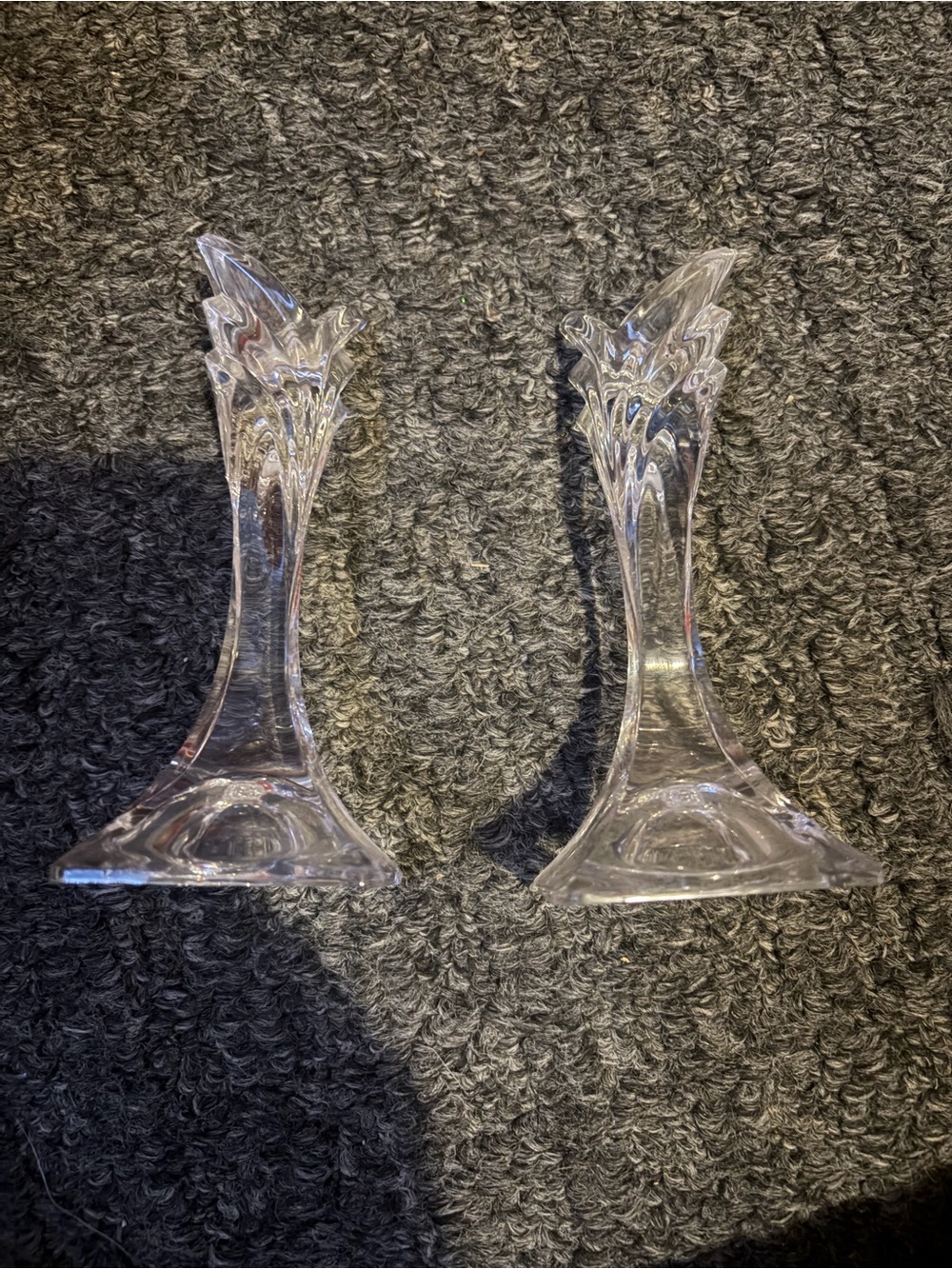 Art deco glass taper candle holders.